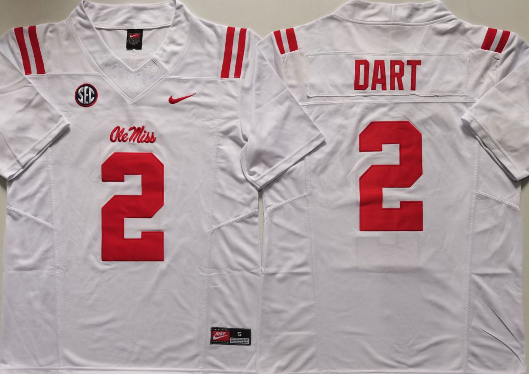 Men Ole Miss Rebels #2 Dart White Nike 2025 NCAA Jersey style 2